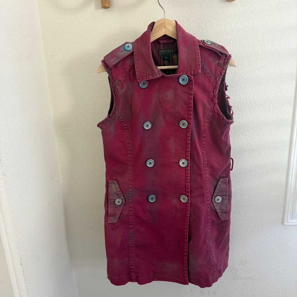 American eagle outfitters reworked dyed painted purple long vest dress lagenlook